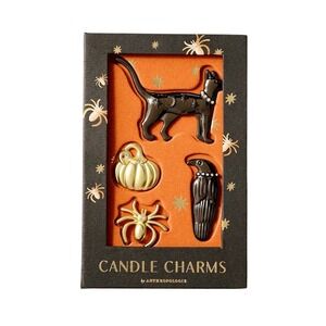 NEW‎ Anthropologie Halloween Candle Charms Set Black Cat Raven Pumpkin Spider